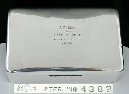 Large Silver Cigar Box, Gorham, Monymusk Scotland c.1949 (1 of 11) Large Silver Cigar Box, Gorham, Monymusk Scotland c.1949 (1 of 11)