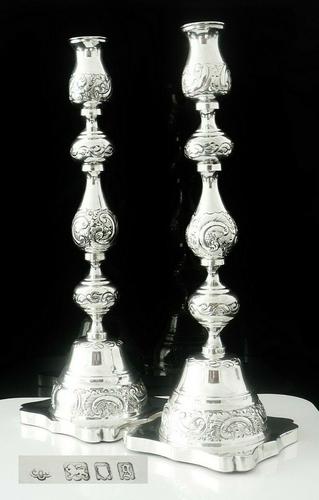 Impressive Large Silver Candlesticks, London 1922, Rosenzweig, Taitelbaum & Co (1 of 12) Impressive Large Silver Candlesticks, London 1922, Rosenzweig, Taitelbaum & Co (1 of 12)