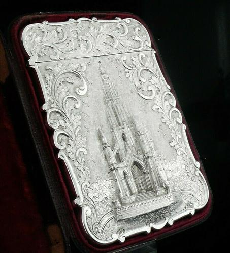Nathaniel Mills Antique Silver Card Case (Cased) Sir Walter Scott Monument 1844 (1 of 10) Nathaniel Mills Antique Silver Card Case (Cased) Sir Walter Scott Monument 1844 (1 of 10)