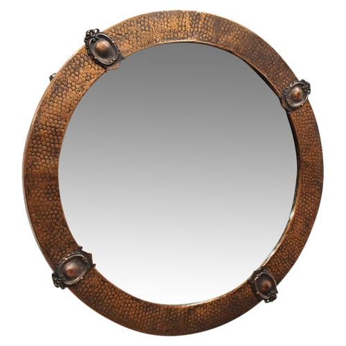 Copper Framed Circular Mirror c.1930 26553 / LA104115