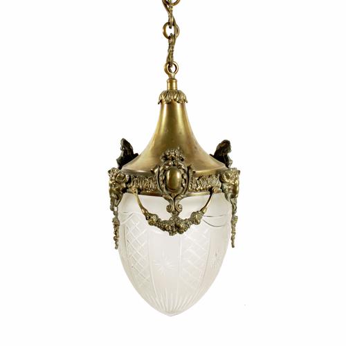 Opaque Glass & Brass Hall Lantern (1 of 8) Opaque Glass & Brass Hall Lantern (1 of 8)