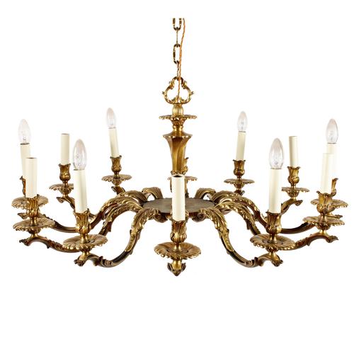 Gilt Brass 12 Branch Chandelier c.1920 (1 of 8) Gilt Brass 12 Branch Chandelier c.1920 (1 of 8)