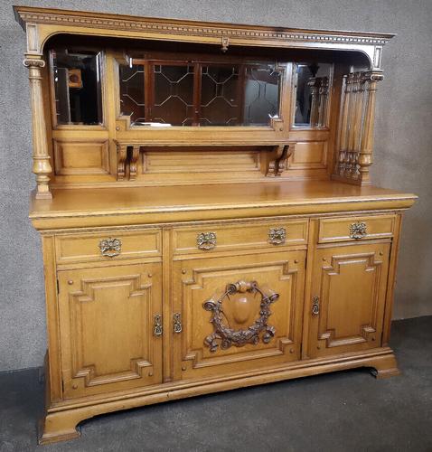 Large & Impressive Edwardian Light Oak Mirror Back Sideboard by Maple & Co (1 of 16)