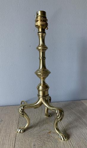 C Winn Registration Marked c.1890 Brass Tripod Table Lamp, Rewired & Pat Tested (1 of 13)