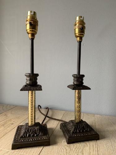 Near Pair of Victorian Table Lamps, Converted Candlesticks, Rewired & PAT Tested (1 of 10)