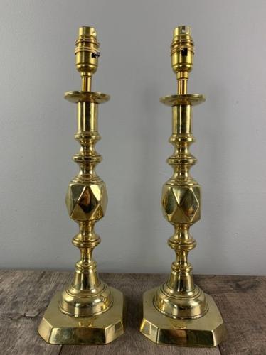 Pair of King of Diamond Brass Table Lamps, Rewired & PAT Tested (1 of 9) Pair of King of Diamond Brass Table Lamps, Rewired & PAT Tested (1 of 9)