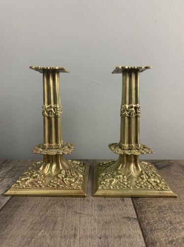 Beautiful French C1890 Cherub Pair of Brass Candlesticks, Lovely Patina (1 of 7) Beautiful French C1890 Cherub Pair of Brass Candlesticks, Lovely Patina (1 of 7)