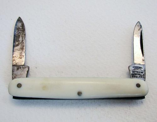 Antique Victorian 'Eye' Witness Sheffield Double Folding Pocket Quill Cutter Pen Fruit Knife Penknife Pencil Sharpener C.1890 (1 of 8)