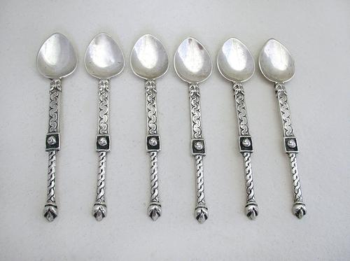 Rare Alexander Ritchie, Ar Iona 1928, Nunnery Solid Sterling Silver Arts & Crafts Coffee / Demitasse Set of 6 Spoons. Scottish Glasgow. (1 of 1) Rare Alexander Ritchie, Ar Iona 1928, Nunnery Solid Sterling Silver Arts & Crafts Coffee / Demitasse Set of 6 Spoons. Scottish Glasgow. (1 of 1)