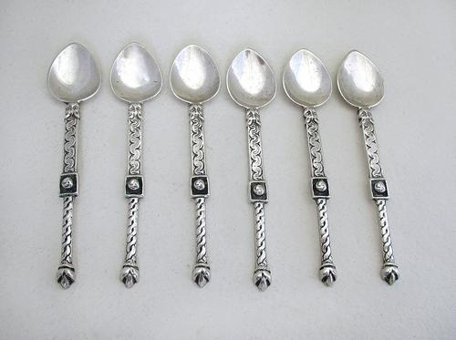 Rare Alexander Ritchie, Ar Iona 1928, Nunnery Solid Sterling Silver Arts & Crafts Coffee / Demitasse Set of 6 Spoons. Scottish Glasgow. (1 of 1)