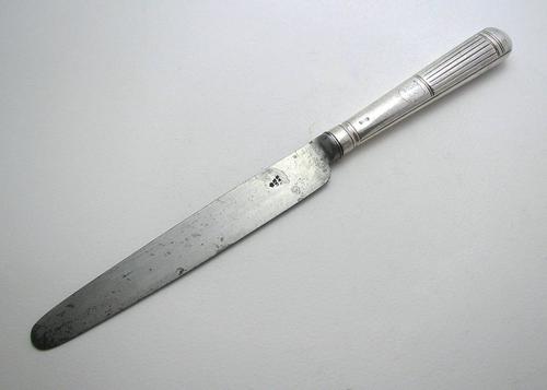 Moses Brent George III Sterling Silver & Steel English Antique Table / Dinner Knife 1802, Motto Dread God (1 of 9)