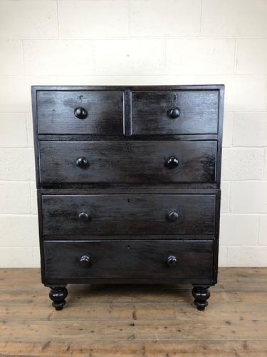 Ebonised Mahogany Two Part Campaign Style Chest of Drawers (1 of 12)