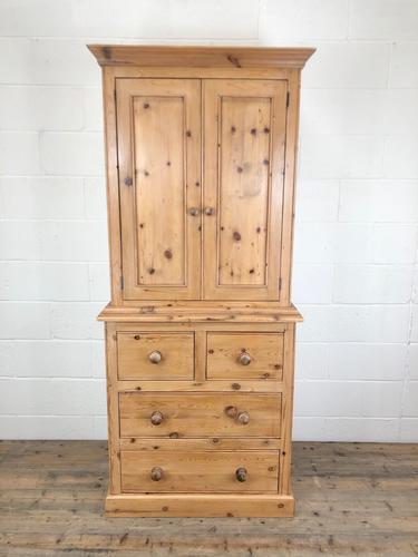 20th Century Pine Linen Press Cupboard (1 of 9)