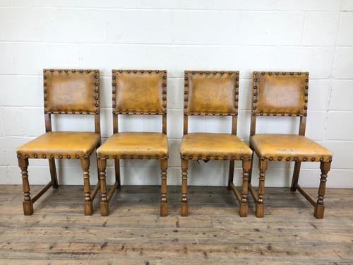 Set of Four Early 20th Century Leather Dining Chairs (1 of 10)