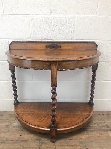 Early 20th Century Antique Oak Demi Lune Console Table (1 of 10)