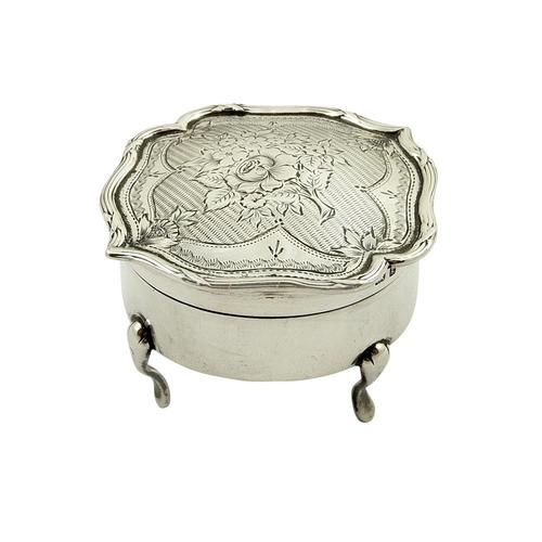 Antique Edwardian Sterling Silver Trinket Box with Flower Decoration (1 of 1) Antique Edwardian Sterling Silver Trinket Box with Flower Decoration (1 of 1)