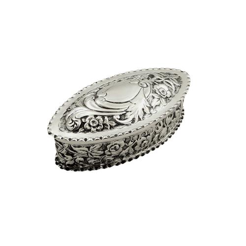 Antique Victorian Sterling Silver 'Flowers' Trinket Box 1894 (1 of 9)