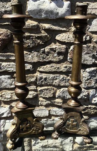 Pair of Large Bronze Candlesticks c.1880 (1 of 6)