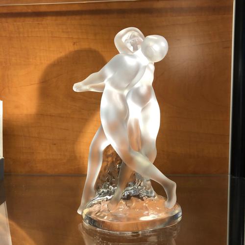 Lalique “Deux Danseuse” a Sculpture of Two Naked Dancers in Clear and Frosted Glass in Excellent Condition (1 of 1)