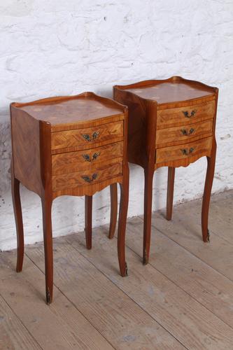 Very Pretty Pair of French Walnut Marquetry Bedsides (1 of 6) Very Pretty Pair of French Walnut Marquetry Bedsides (1 of 6)