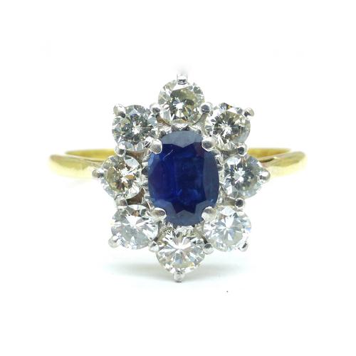 Vintage 18ct Sapphire & Diamond Oval Cluster Engagement Ring ~ with Independent Valuation (1 of 10) Vintage 18ct Sapphire & Diamond Oval Cluster Engagement Ring ~ with Independent Valuation (1 of 10)