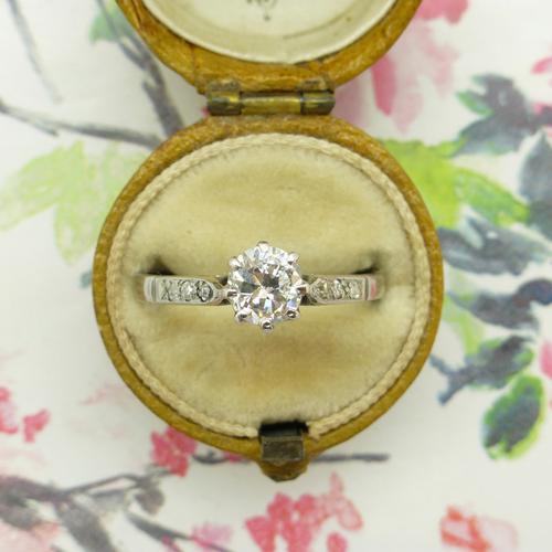 Art Deco 18ct White Gold & Platinum Old European Cut Diamond Solitaire Engagement Ring ~ with Independent Report (1 of 11) Art Deco 18ct White Gold & Platinum Old European Cut Diamond Solitaire Engagement Ring ~ with Independent Report (1 of 11)
