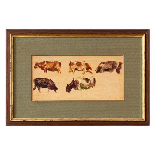Hemich Vitz, Five Cow Studies, 20th Century Oil Painting (1 of 8) Hemich Vitz, Five Cow Studies, 20th Century Oil Painting (1 of 8)