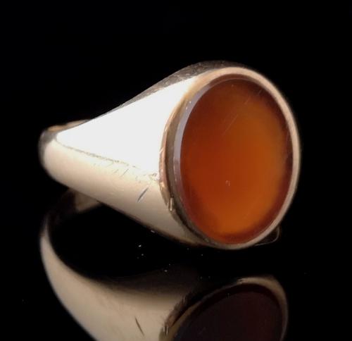 Vintage Art Deco 9ct Gold Signet Ring, Carnelian (1 of 13) Vintage Art Deco 9ct Gold Signet Ring, Carnelian (1 of 13)