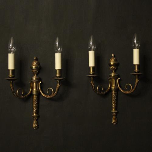 French Gilded Brass Twin Arm Antique Lights (1 of 10) French Gilded Brass Twin Arm Antique Lights (1 of 10)