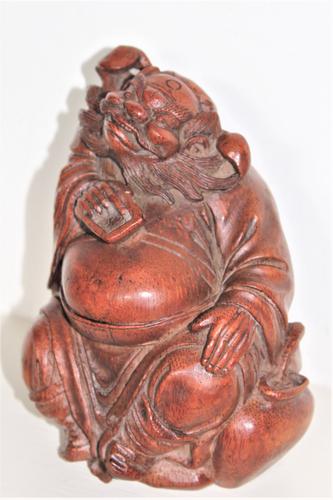 Finely Carved Bamboo Oriental Deity Figure of Nice Chunky Proportions Good Patina (1 of 7)