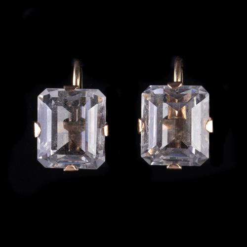 10ct Rock Crystal Screw Back Earrings 9ct Yellow Gold (1 of 7)