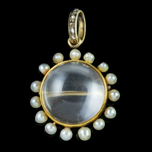 Antique Victorian Stuart Crystal Pearl Diamond Locket Brooch c.1880 (1 of 6) Antique Victorian Stuart Crystal Pearl Diamond Locket Brooch c.1880 (1 of 6)