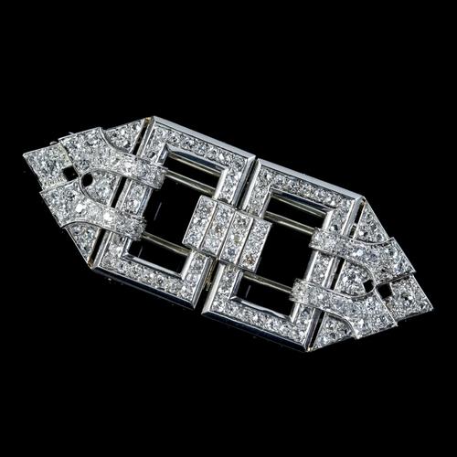 Art Deco French Diamond Double Clip Brooch 18ct Gold 3ct Diamonds Boxed c.1930 (1 of 9) Art Deco French Diamond Double Clip Brooch 18ct Gold 3ct Diamonds Boxed c.1930 (1 of 9)