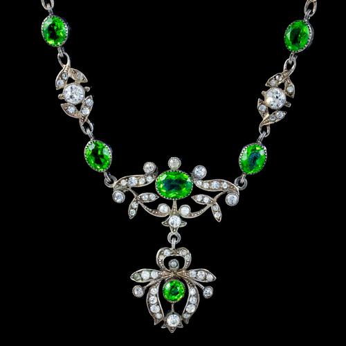 Antique Edwardian Green Paste Lavaliere Necklace Sterling Silver c.1905 (1 of 8) Antique Edwardian Green Paste Lavaliere Necklace Sterling Silver c.1905 (1 of 8)