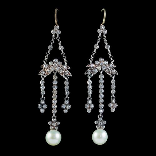 Antique Pearl Paste Chandelier Earrings Silver c.1915 (1 of 4) Antique Pearl Paste Chandelier Earrings Silver c.1915 (1 of 4)