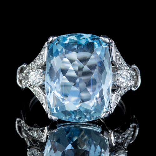 Vintage Aquamarine Diamond Ring Platinum 8ct Briolette Cut Aqua (1 of 7) Vintage Aquamarine Diamond Ring Platinum 8ct Briolette Cut Aqua (1 of 7)