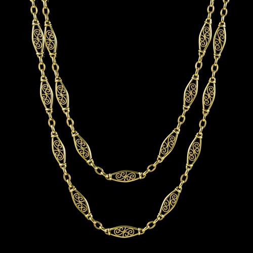 Antique French Long Guard Chain 18ct Yellow Gold c.1910 (1 of 5) Antique French Long Guard Chain 18ct Yellow Gold c.1910 (1 of 5)