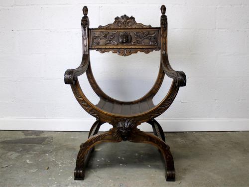 Antique French "Dagobert" X-Frame Armchair (1 of 5)