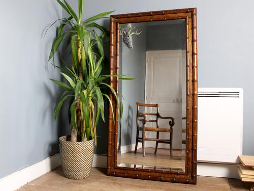 Large Faux Bamboo Floor or Wall Mirror (1 of 5)