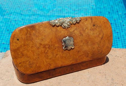 Rare French Georgian 9ct Gold Shield Crown Crest Burr Wood Rectangle Snuff Box c.1800 (1 of 10) Rare French Georgian 9ct Gold Shield Crown Crest Burr Wood Rectangle Snuff Box c.1800 (1 of 10)