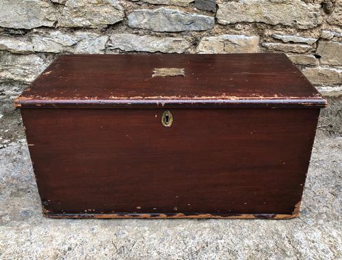 Small Antique Military Stained Pine Trunk (1 of 17)