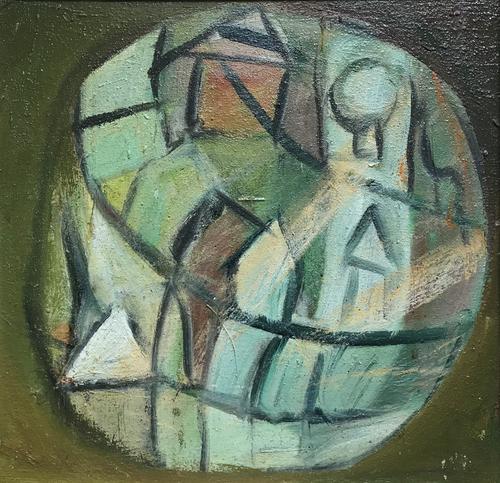 Original Oil Painting on Board 'Figure in a Circular Form' by Doreen Heaton Potworowski, Framed (1 of 2) Original Oil Painting on Board 'Figure in a Circular Form' by Doreen Heaton Potworowski, Framed (1 of 2)