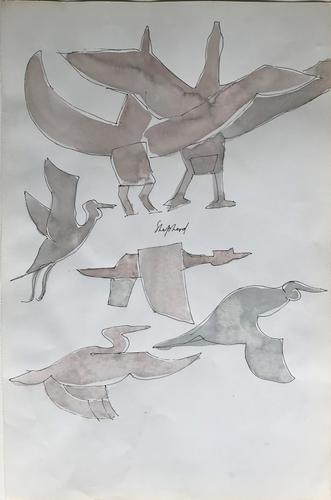 Original Watercolour by Toby Horne Shepherd 1909-1994. 'Birds in Flight'. Signed c.1965 (1 of 1) Original Watercolour by Toby Horne Shepherd 1909-1994. 'Birds in Flight'. Signed c.1965 (1 of 1)