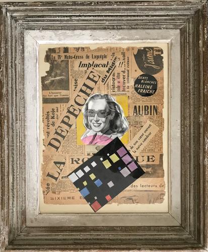 Original Collage Construcon of Newspaper & Watercolour by Doreen Heaton Potworowski c.1955 Framed in tia French Moulding. (1 of 2) Original Collage Construcon of Newspaper & Watercolour by Doreen Heaton Potworowski c.1955 Framed in tia French Moulding. (1 of 2)