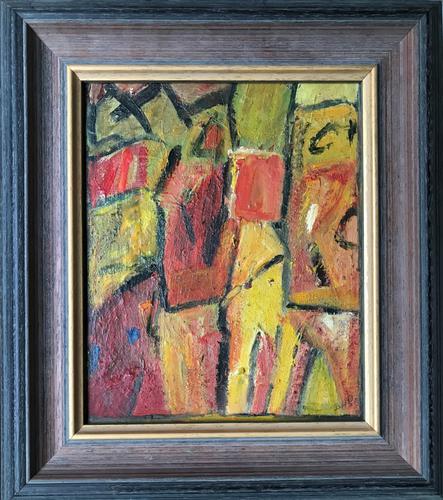Original Oil Painting on Board 'Two Figures'' by Doreen Heaton Potworowski 1930-2014. Initialled & Framed c.1970 (1 of 2) Original Oil Painting on Board 'Two Figures'' by Doreen Heaton Potworowski 1930-2014. Initialled & Framed c.1970 (1 of 2)