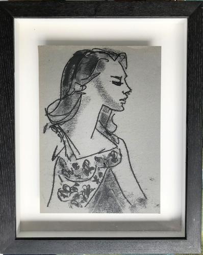 Original Monotype 'Portrait in Profile' by Toby Horne Shepherd Signed c.1960 (1 of 2) Original Monotype 'Portrait in Profile' by Toby Horne Shepherd Signed c.1960 (1 of 2)