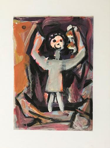 Original Oil on Paper 'All the World's a Stage' by Doreen Heaton Potworowski 1930-2014. Initialled & Framed c.1970 (1 of 2) Original Oil on Paper 'All the World's a Stage' by Doreen Heaton Potworowski 1930-2014. Initialled & Framed c.1970 (1 of 2)
