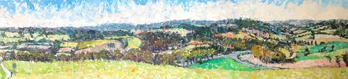 Original Oil on Board' Panorama Near Chichester' by Ken Walch. 1927-2018. Signed and Dated 78 on the Reverse. Initialled KW Bottom Right (1 of 4) Original Oil on Board' Panorama Near Chichester' by Ken Walch. 1927-2018. Signed and Dated 78 on the Reverse. Initialled KW Bottom Right (1 of 4)