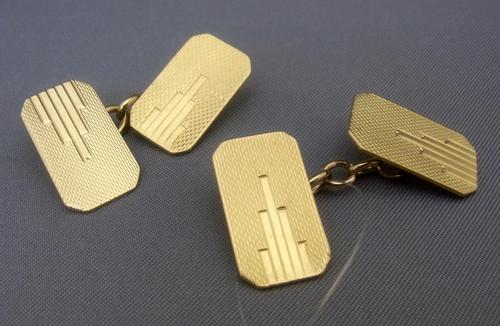 Art Deco 18ct Yellow Gold Chain Link Cufflinks by Deakin & Francis (1 of 9)