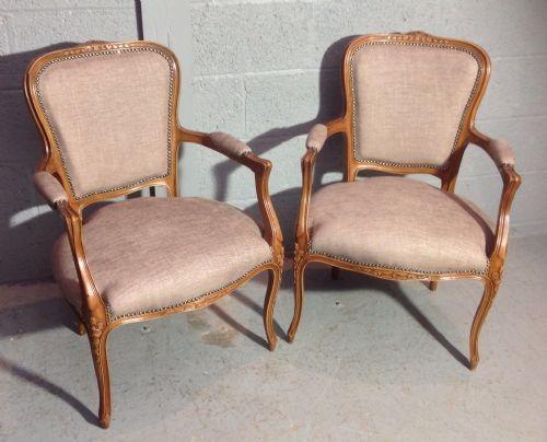 Pair of Upholstered French Chairs c.1930 (1 of 10)